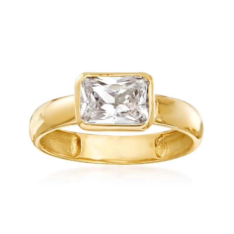 Rings with citrine stones for sunny vibes -Ross-Simons CZ Ring in 14kt Yellow Gold