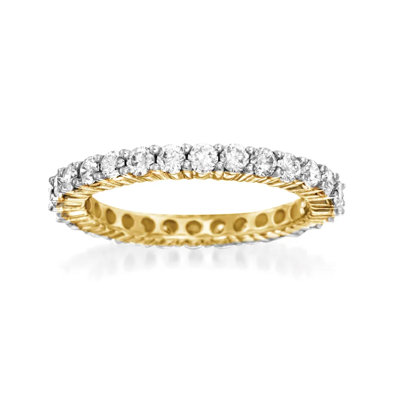 Rose gold rings featuring delicate pearl inlays -Ross-Simons Diamond Eternity Band in 14kt Yellow Gold