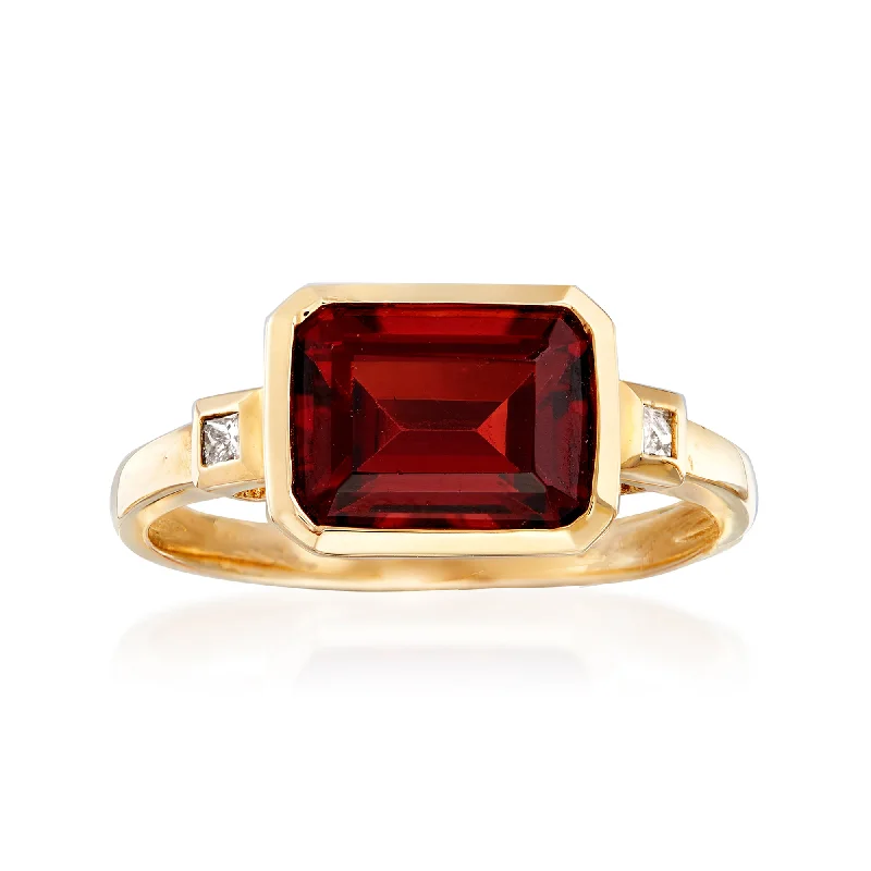 Rings with mandala engravings for spiritual vibe -Ross-Simons Garnet Ring in 14kt Yellow Gold