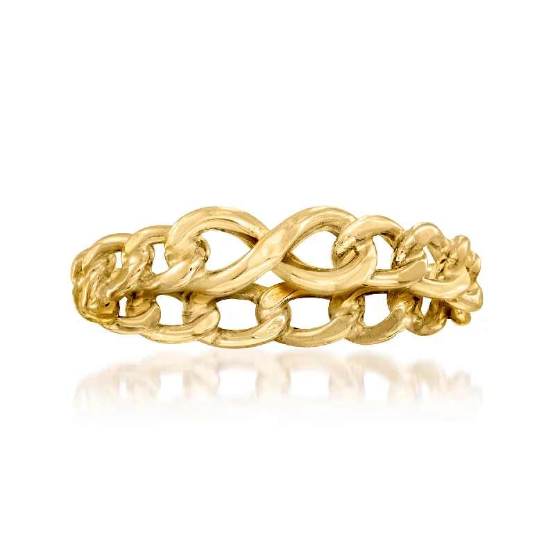 Rings with gothic-inspired skull motif details -Ross-Simons Italian 14kt Yellow Gold Infinity Symbol Curb-Link Ring