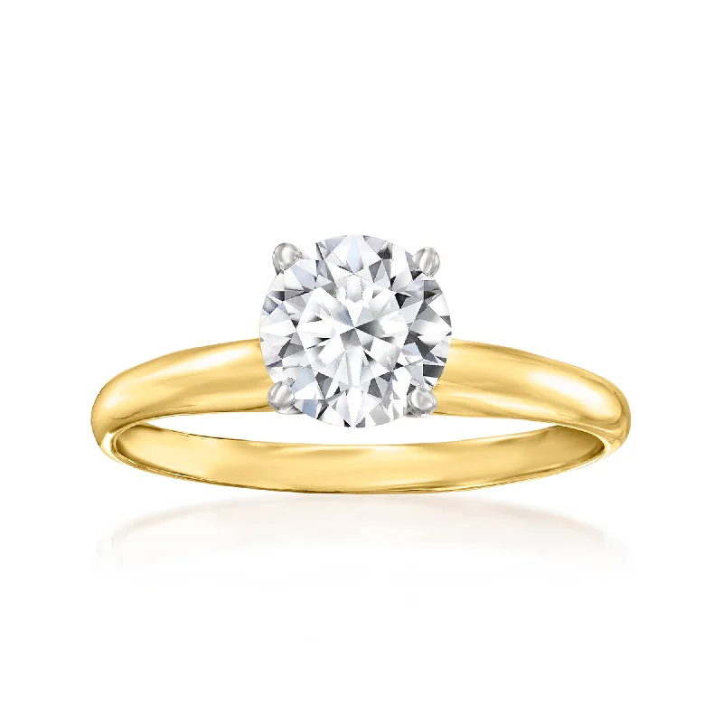 Rings with vintage-inspired emerald for luxury -Ross-Simons Lab-Grown Diamond Solitaire Ring in 14kt Yellow Gold