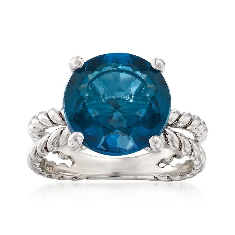 Rings with coral stones for vibrant pop -Ross-Simons London Blue Topaz Ring in Sterling Silver