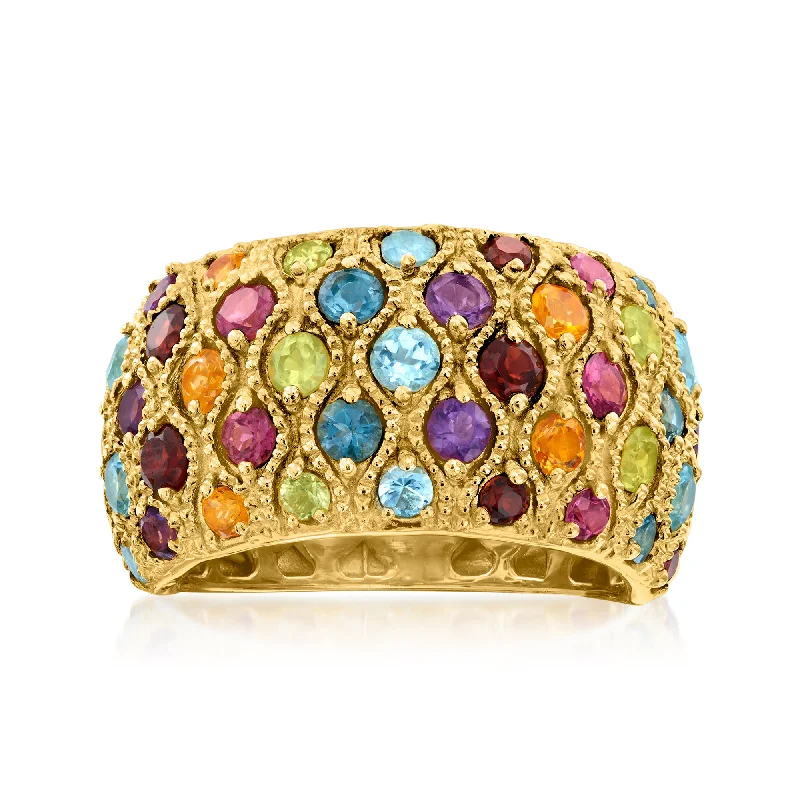 Vintage rings with engraved floral band designs -Ross-Simons Multi-Gemstone Ring in 18kt Gold Over Sterling