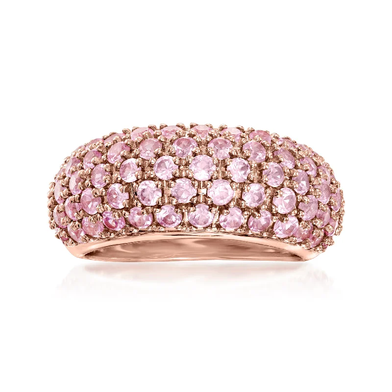 Rings with matte gold for subtle luxury -Ross-Simons Pave Pink Sapphire Ring in 14kt Rose Gold