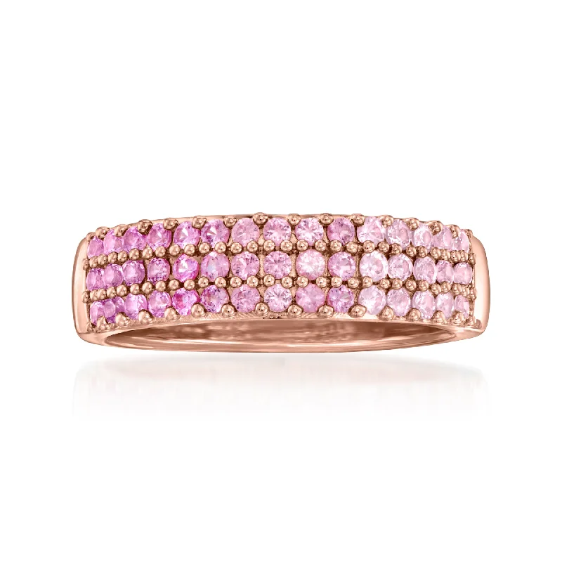 Rings with adjustable bands for perfect fit -Ross-Simons Pink Sapphire Ombre Ring in 18kt Rose Gold Over Sterling