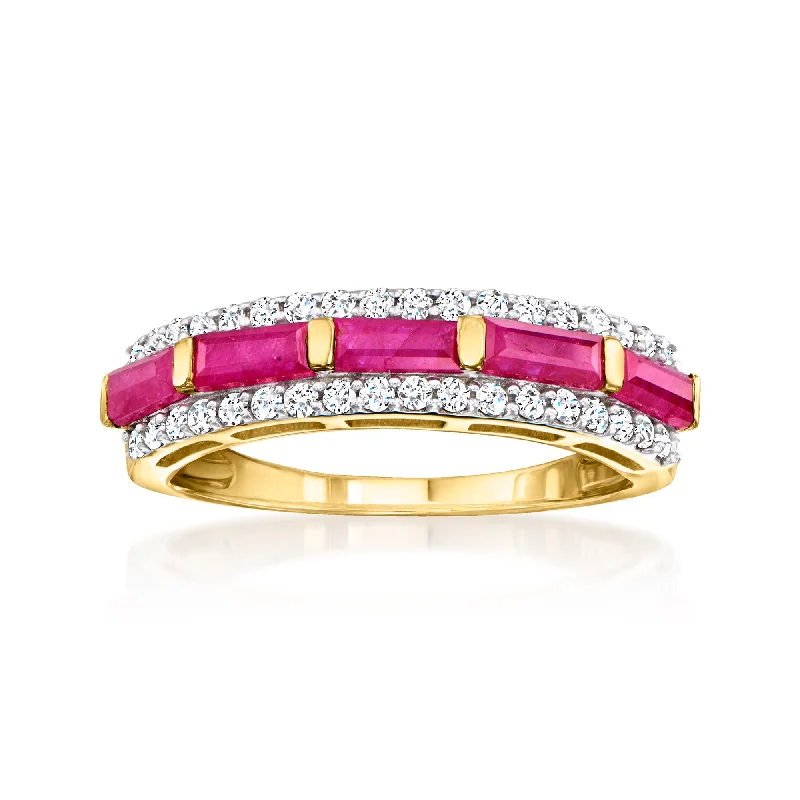 Rings with raw topaz for icy charm -Ross-Simons Ruby and . Diamond Ring in 14kt Yellow Gold