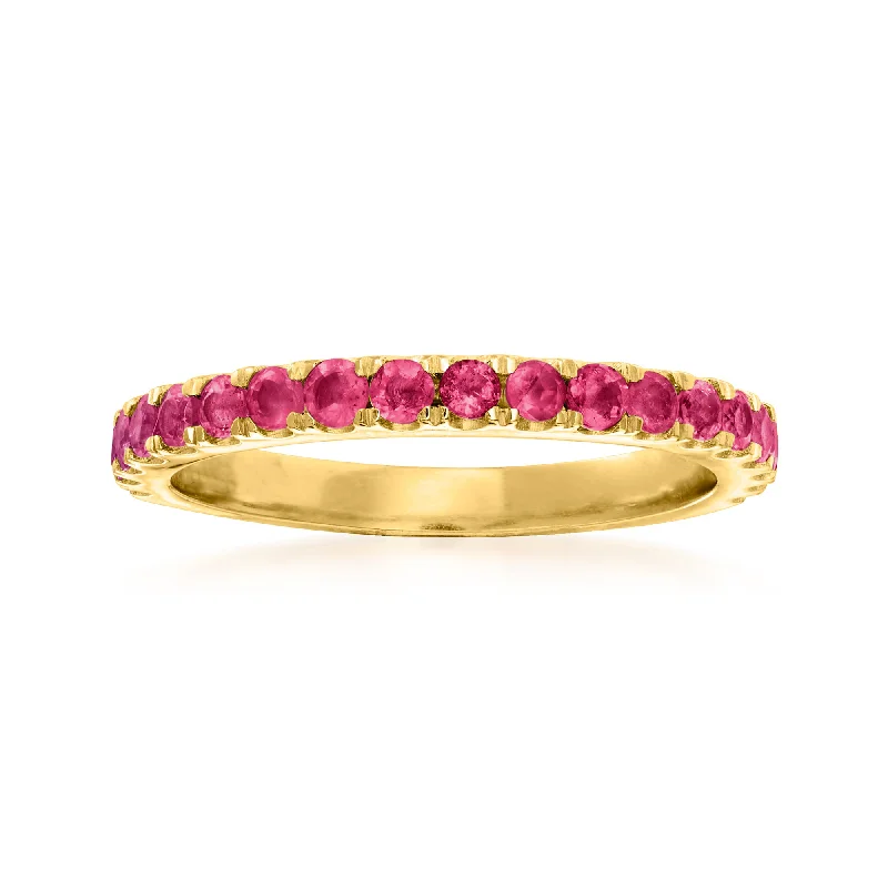 Rings with pave ruby for dazzling sparkle -Ross-Simons Ruby Ring in 18kt Gold Over Sterling