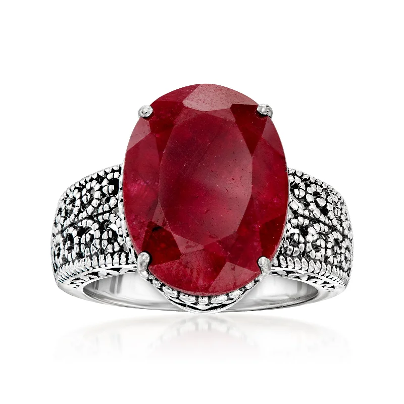 Rings with engraved constellations for stargazers -Ross-Simons Ruby Ring in Sterling Silver