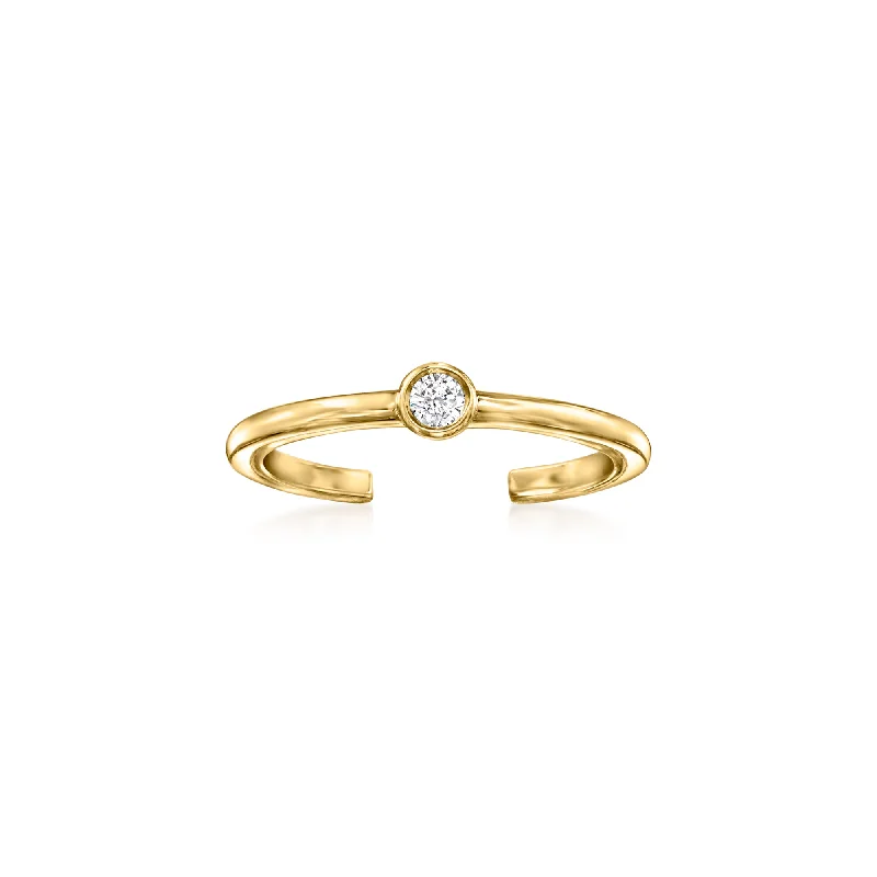 Rings with etched floral bands for detail -RS Pure by Ross-Simons Diamond-Accented Toe Ring in 14kt Yellow Gold