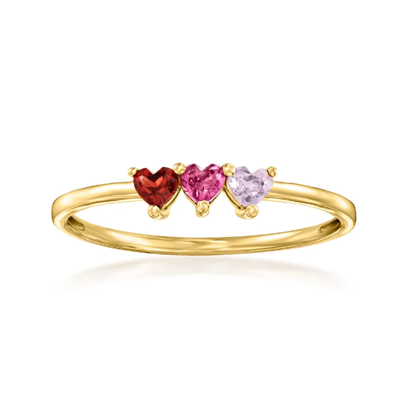 Rings with sunburst citrine for radiant appeal -RS Pure by Ross-Simons Multi-Gemstone Heart Ring in 14kt Yellow Gold