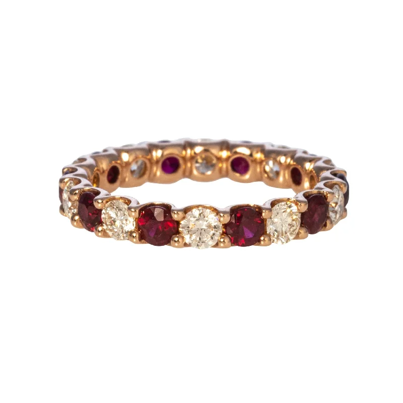 Best necklaces and pendants with layered designs for a chic, stacked look-Ruby & Diamond 14K Rose Gold Eternity Band