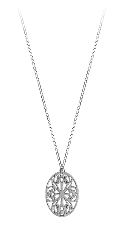 Necklaces and pendants with custom engravings for a personal, meaningful gift-St. Philip's Oval Gate Necklace