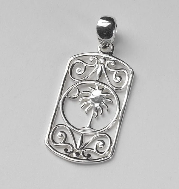 Necklaces and pendants with infinity love symbols for an eternal, romantic gesture-Southern Gates® Framed Rectangular Palmetto Tree and Moon Pendant