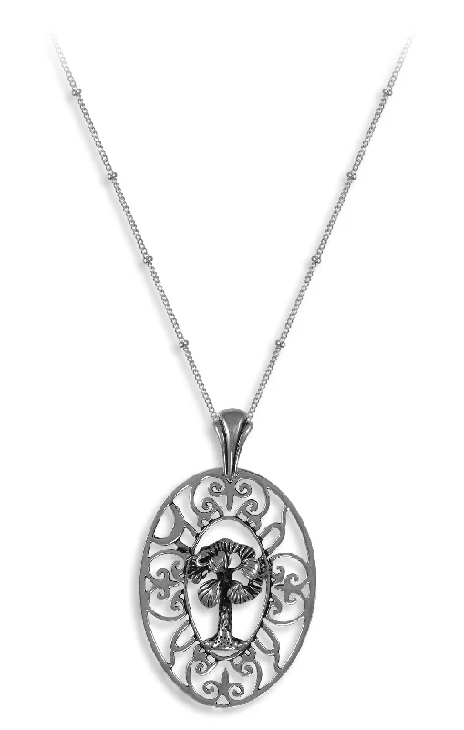 Best necklaces and pendants with silver chains for a sleek, timeless look-Gate Palm Tree & Moon Necklace