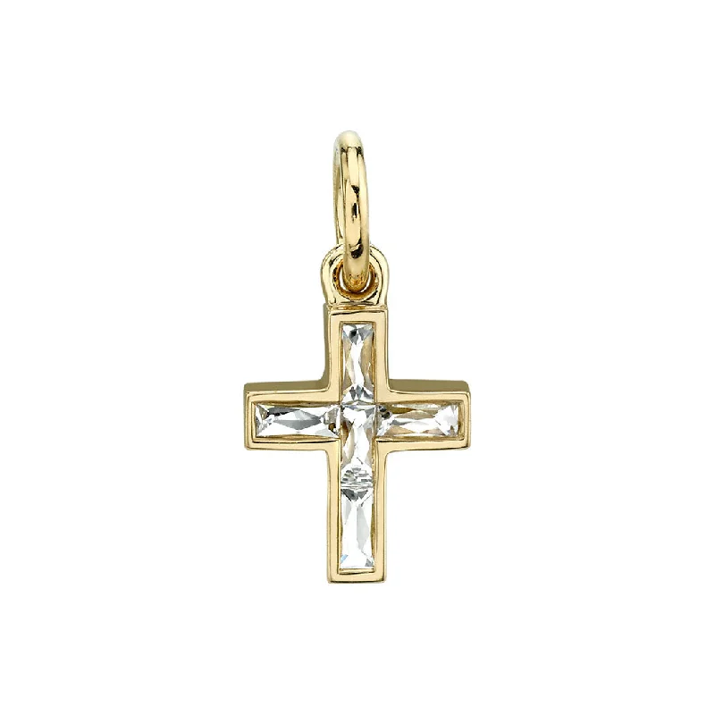 Best necklaces and pendants with intertwined designs for a symbol of unity-Single Stone Mini French Cut Carmela Cross