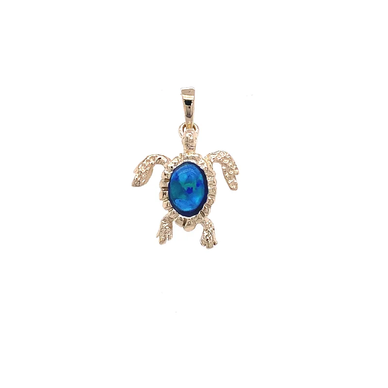 Stunning necklaces and pendants with aquamarine stones for a serene effect-14KT MINI OPAL TURTLE