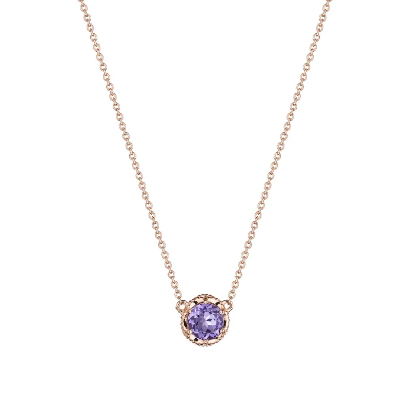 Beautiful necklaces and pendants with butterfly motifs for a whimsical style-14KT PG (R)ROSE AMETHYST PENDANT ON CHAIN(5MM)