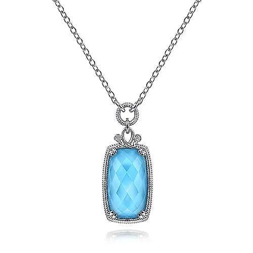 Best necklaces and pendants with layered designs for a chic, stacked look-SS 18" ROCK CRYSTAL TURQUOISE NECKLACE W/WHITE SAPPHIRES