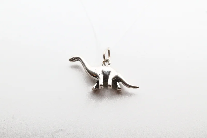 Layered necklaces and pendants for a trendy and fashionable stacked look-Sterling Silver Apatosaurus Pendant