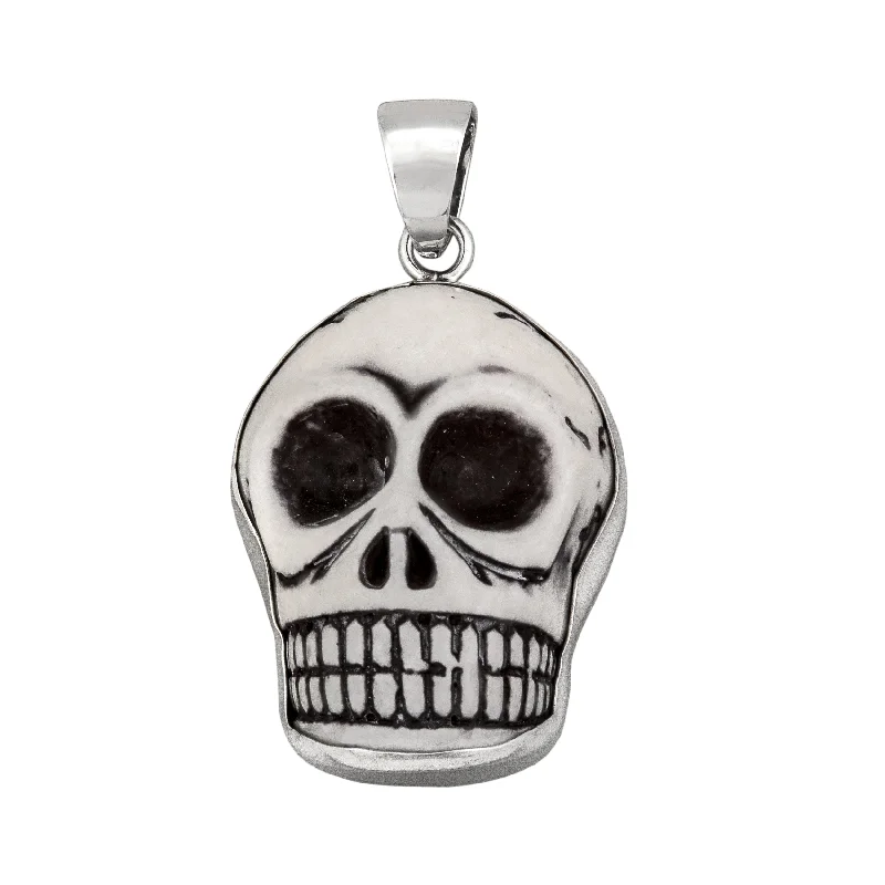 Elegant necklaces and pendants with infinity symbols for timeless designs-Sterling Silver Ceramic Skull Pendant