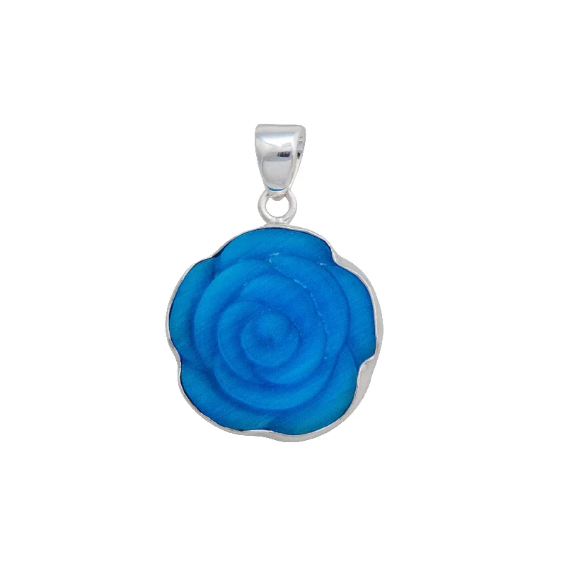 Unique necklaces and pendants with vintage-inspired designs for timeless appeal-Sterling Silver Blue Rose Fiber Optic Pendant