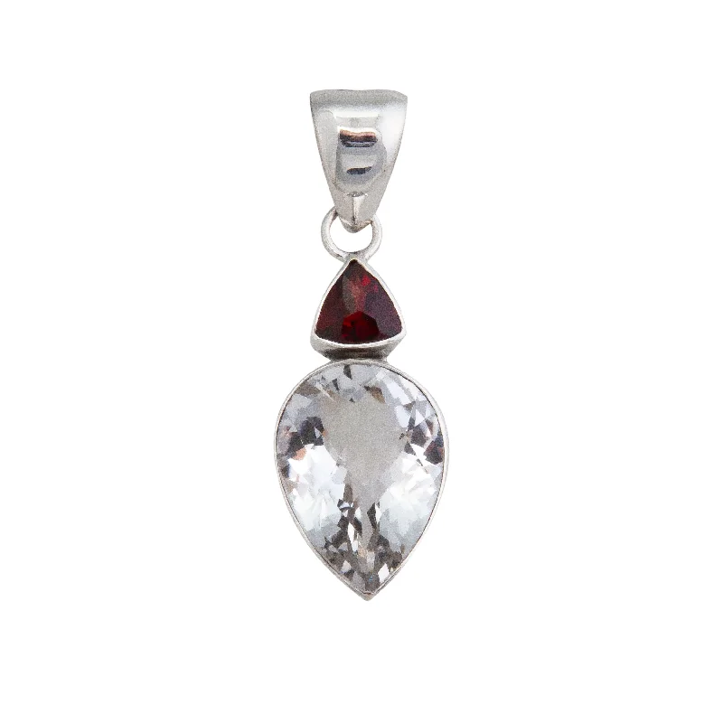 Best necklaces and pendants with emerald gemstones for a rich, sophisticated design-Sterling Silver Garnet and Quartz Double Pendant