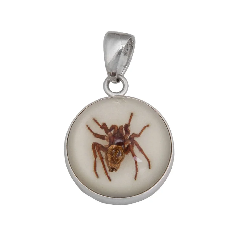 Best necklaces and pendants with glowing moonstone for an ethereal glow-Sterling Silver Glow in the Dark Round Spider Pendant