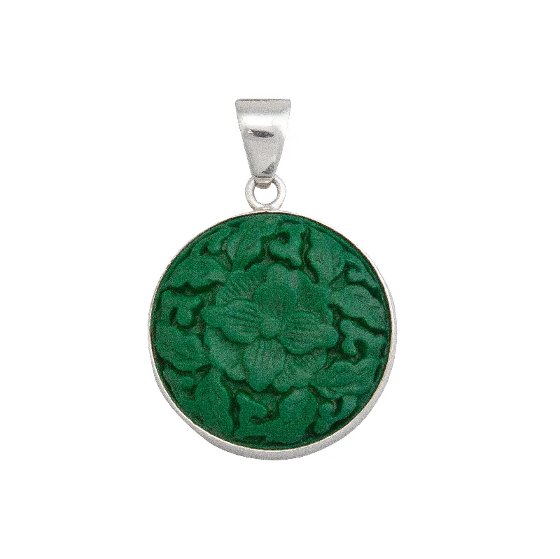 Best necklaces and pendants with silver chains for a sleek, timeless look-Sterling Silver Green Cinnabar Flower Pendant