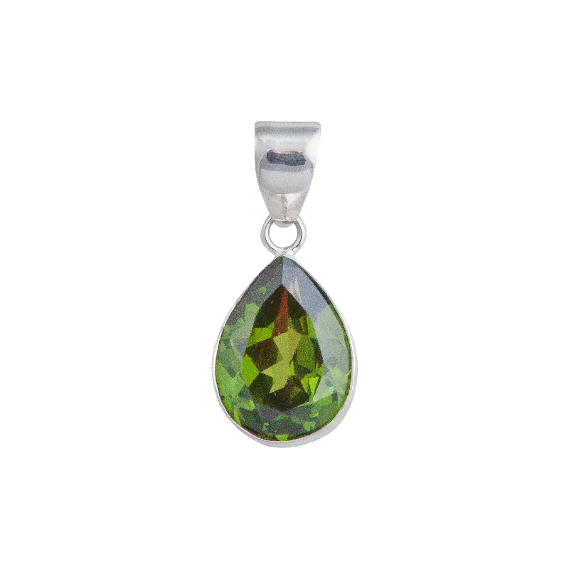 Best necklaces and pendants with vintage coin pendants for a unique accessory-Sterling Silver Lab Created Peridot Teardrop Pendant