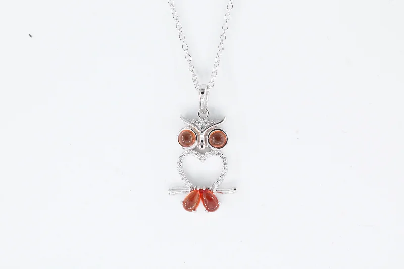 Unique necklaces and pendants with gemstones for a colorful and vibrant statement-Sterling Silver Lafonn Owl Necklace