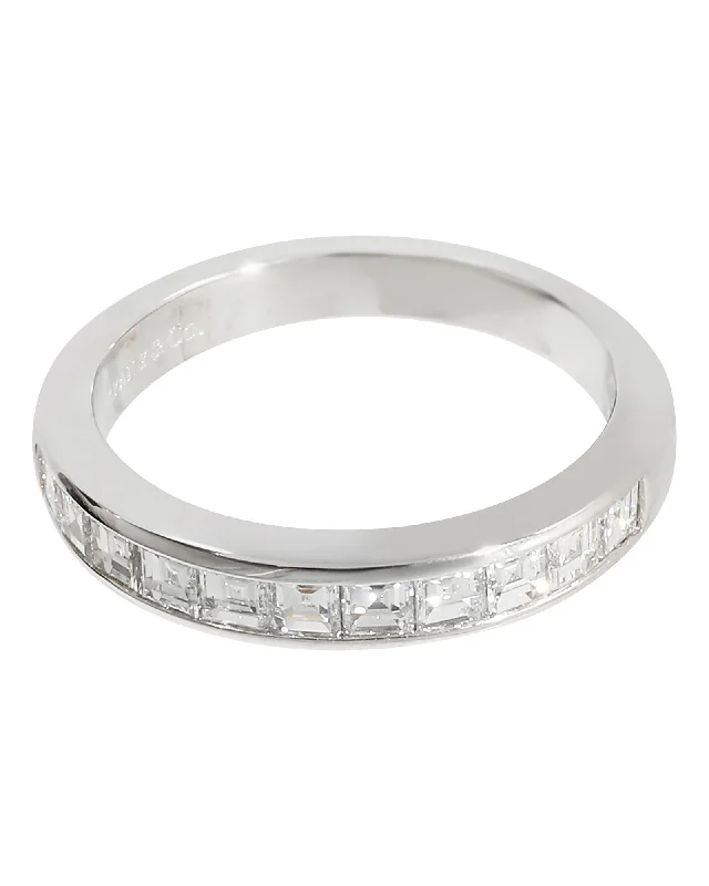 Rings with claw-set amethyst for security -Tiffany & Co. Half Eternity Wedding Band in Platinum 0.71 Ctw Square Diamonds