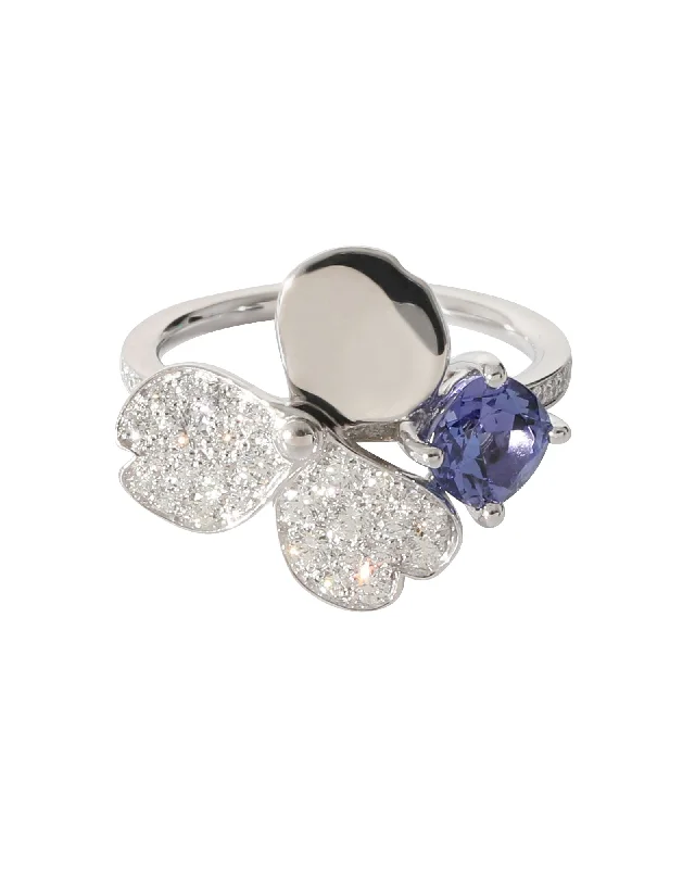 Rings with rose quartz for soft romance -Tiffany & Co. Paper Flowers Tanzanite Fashion Ring in  Platinum 0.3 CTW