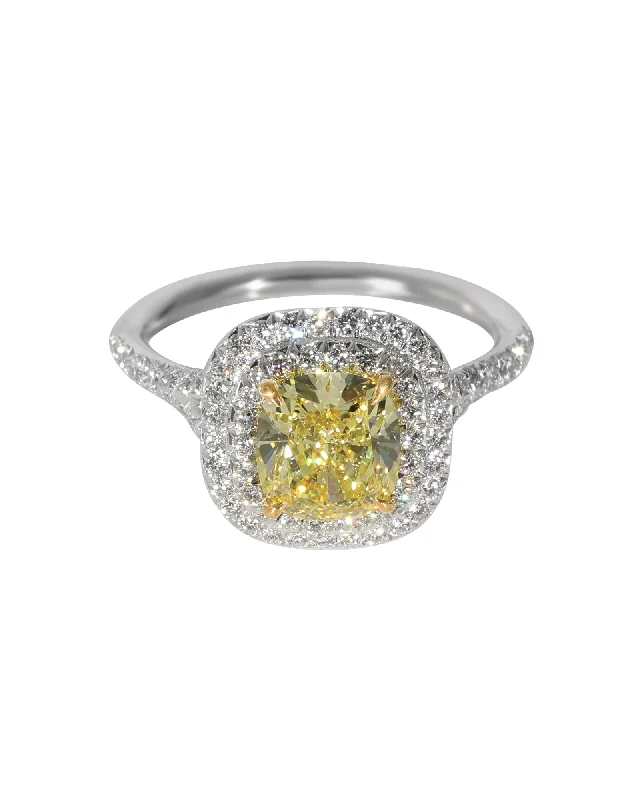 Rings with sunburst citrine for radiant appeal -Tiffany & Co. Soleste Yellow Diamond Engagement Ring in 18k Gold & Platinum 1.98