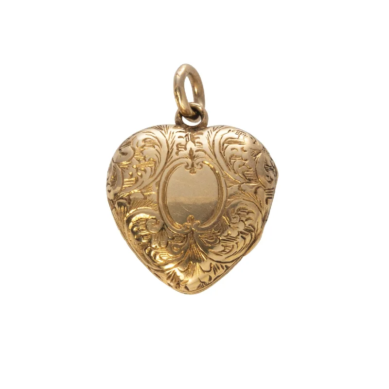 Best necklaces and pendants with gemstone clusters for a bold and colorful effect-Victorian 15K Gold Engraved Heart Locket