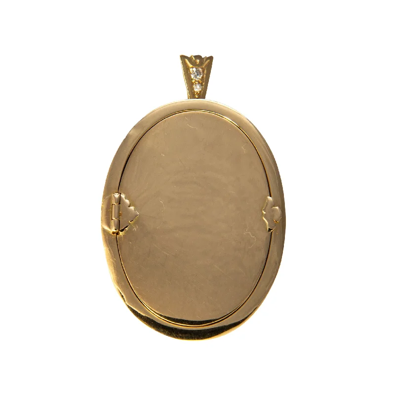 Necklaces and pendants with star-shaped designs for a whimsical, celestial touch-Victorian Diamond 18K Yellow Gold Oval Locket Pendant