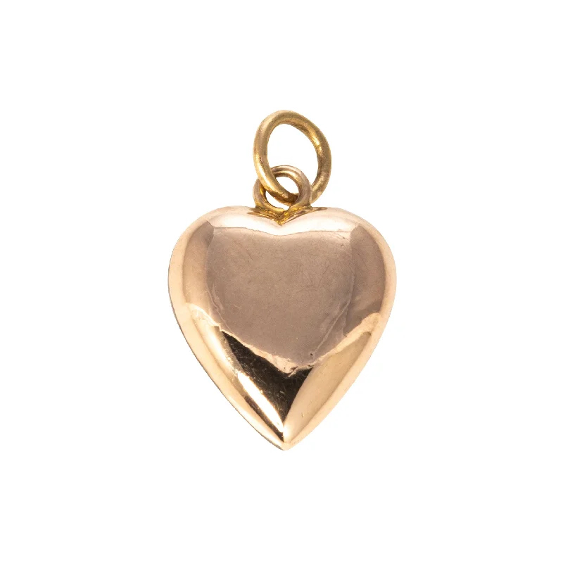 Best necklaces and pendants with black diamonds for an edgy, bold statement-Vintage 15K Gold Puffed Heart Charm