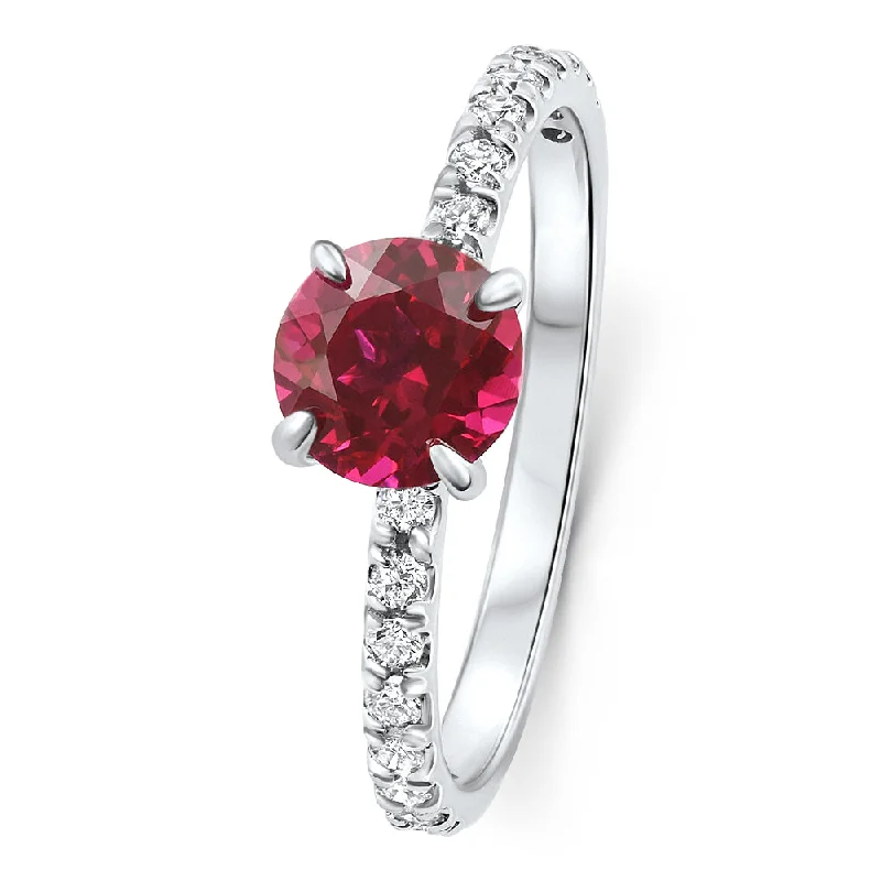 Rings with vintage-inspired rose-cut diamonds -VS 1Ct Round Ruby Diamond Ring 10k Gold Lab Grown