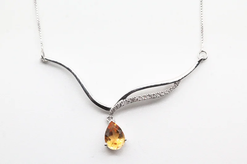 Necklaces and pendants with custom designs for a completely unique jewelry piece-White Gold Citrine Bar Necklace