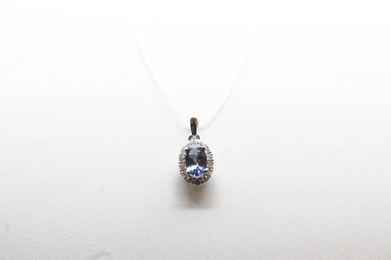 Necklaces and pendants with clear quartz for a pure and radiant look-White Gold Tanzanite Halo Pendant