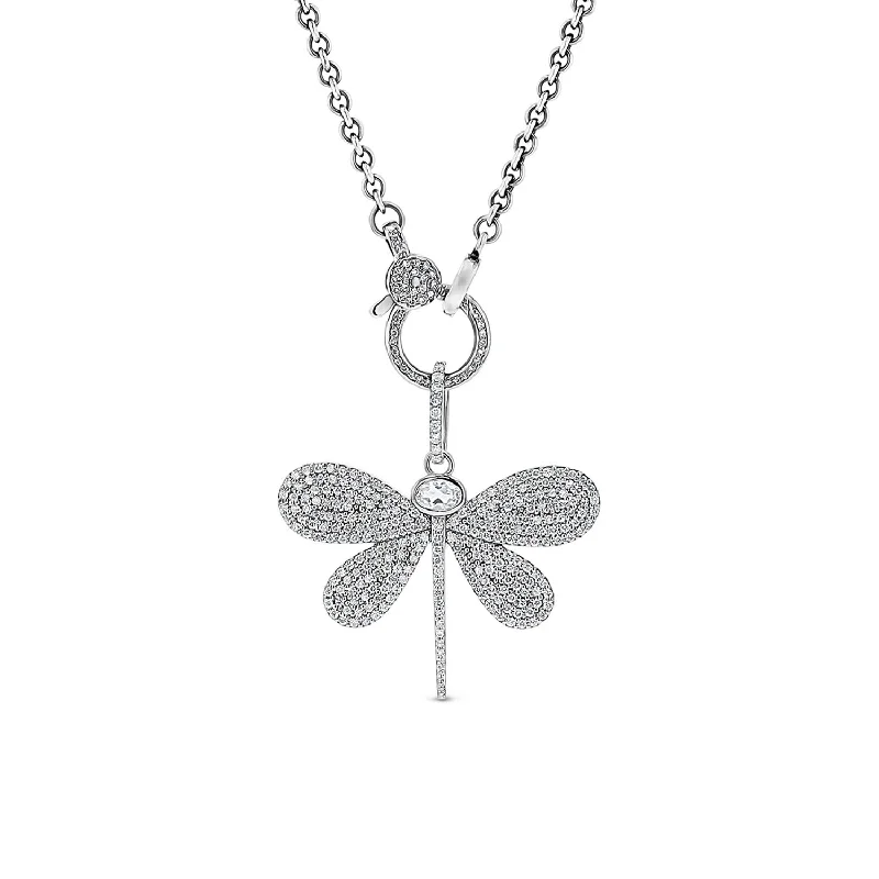 Best necklaces and pendants with adjustable chains for a customizable fit-White Topaz and Diamond Dragonfly Pendant