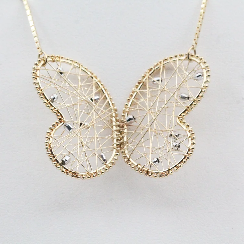 Best necklaces and pendants with opal gemstones for an iridescent glow-Yellow Gold Butterfly Necklace