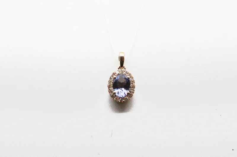 Beautiful necklaces and pendants with diamond-encrusted designs for maximum sparkle-Yellow Gold Tanzanite with Diamond Halo Pendant