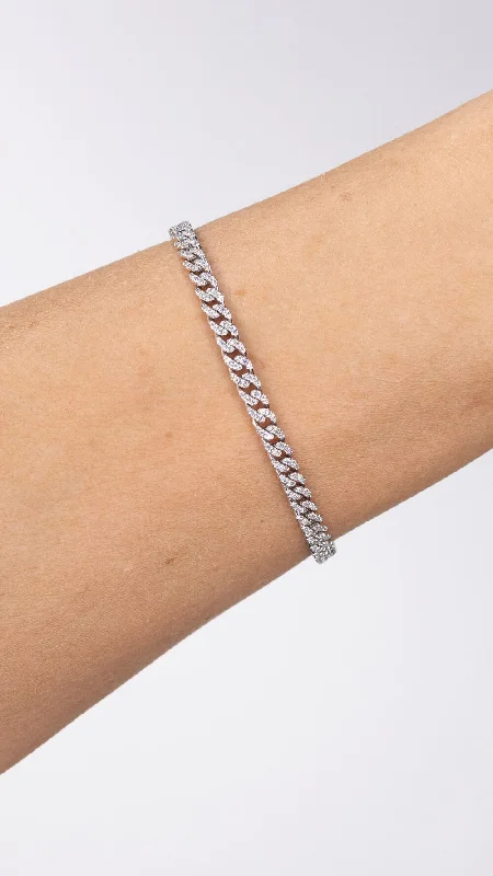 Bangle bracelets with braided leather straps for a chic, rustic vibe-0.73ct 18k White Gold Cuban Pavé Bracelet