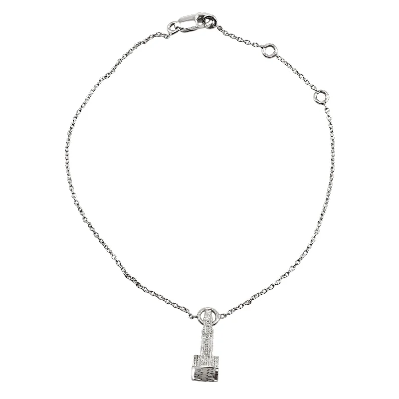 Best bangle bracelets with natural wood for a unique and earthy aesthetic-14K WHITE GOLD UNIVERSITY OF PITTSBURGH CATHEDRAL OF LEARNING CHARM BRACELET