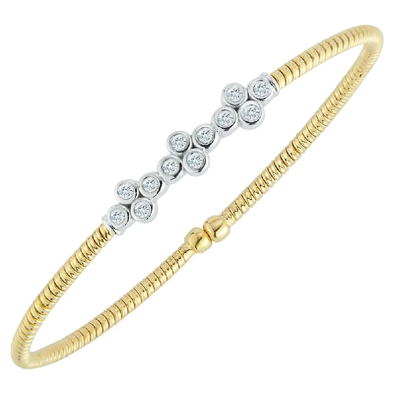 Best bangle bracelets with customizable charms for a personalized, unique piece-18K YELLOW AND WHITE GOLD DIAMOND FLEX BRACELET 0.30CTW