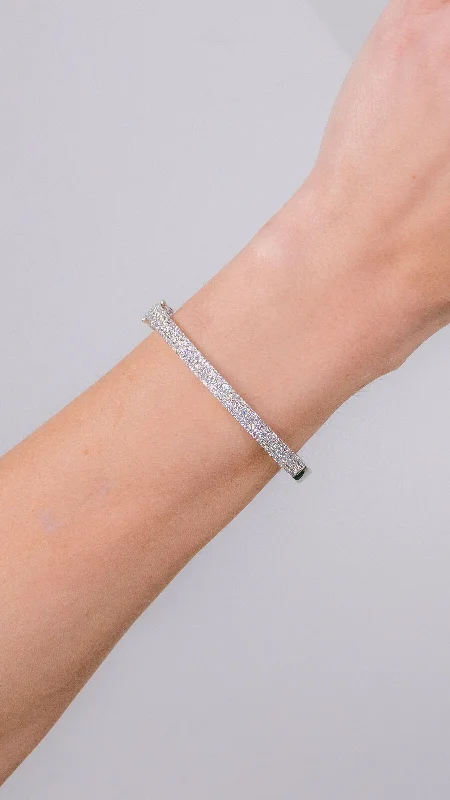 Minimalist bangle bracelets with a thin profile for a sleek and subtle appearance-1.70ct 14k White Gold 3-Row Pavé Bangle