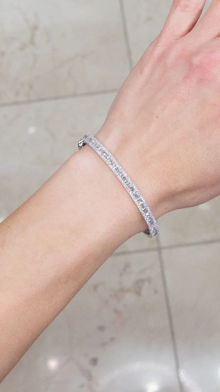 Best bangle bracelets with infinity symbols for a design full of meaning and charm-Hollywood Diamond Bangle White Gold