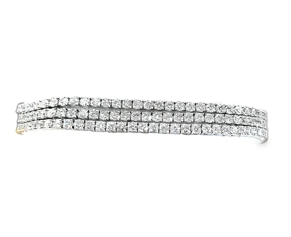 Best bangle bracelets with infinity symbols for a timeless and meaningful design-14W 3 Row Prong Set Diamond Bracelet 7.25"