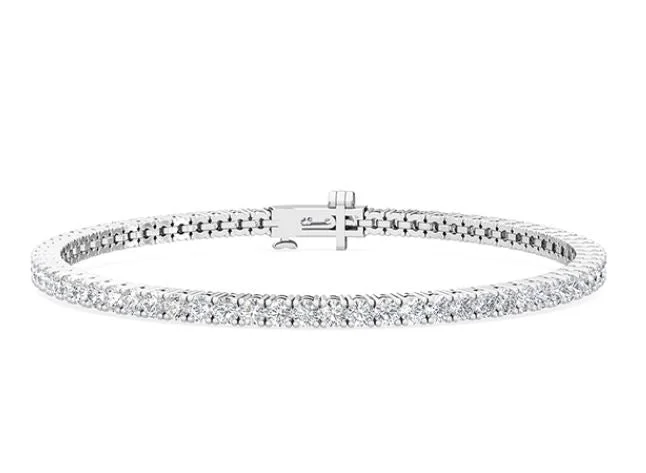 Classic bangle bracelets with pearl embellishments for a feminine and classic touch-14W Round Lab Created Diamond Eternity Line Bracelet 73=3.07ctw F-G/VS 7"