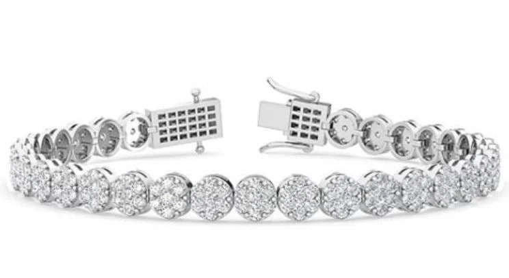 Elegant bangle bracelets with diamonds for a luxurious and sparkling accessory-14W Round Lab Grown Cluster Diamond Bracelet